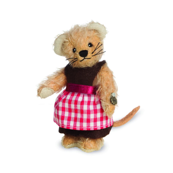 Teddy Hermann Miniatur Teddybär Leevi limitiert Mohairplüsch Grau Braun 10 cm 