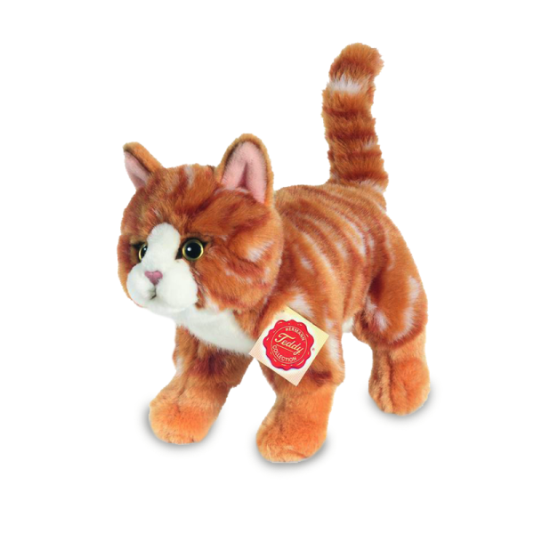 Katze stehend rot getigert 20 cm Teddy Hermann