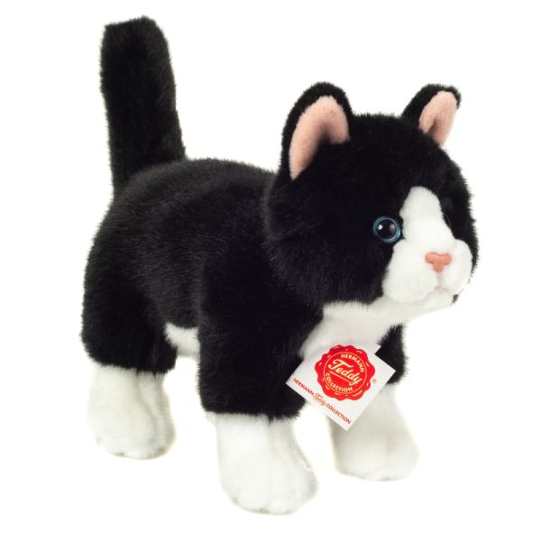 Katze stehend schwarz/weiß 20 cm Teddy Hermann