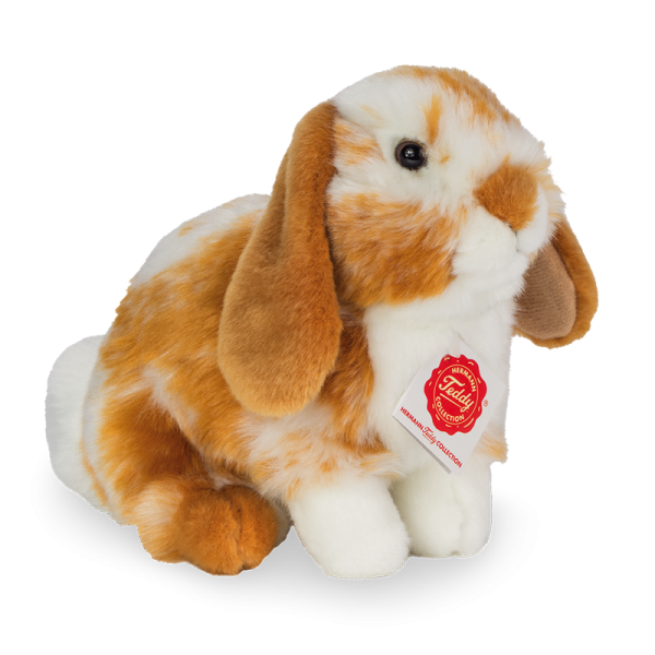 Hase sitzend hellbraun/weiß gescheckt 20 cm Teddy Hermann