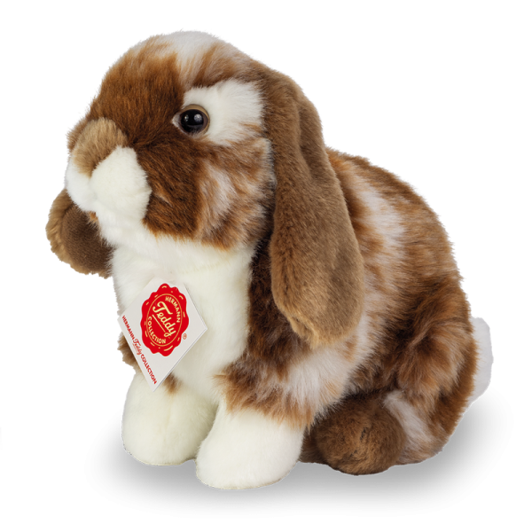 Hase sitzend dunkelbraun/weiß gescheckt 20 cm Teddy Hermann