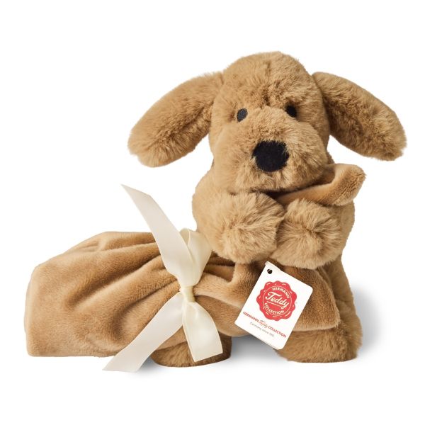 Teddy Hermann Hund braun mit Schnuffeltuch 17 cm