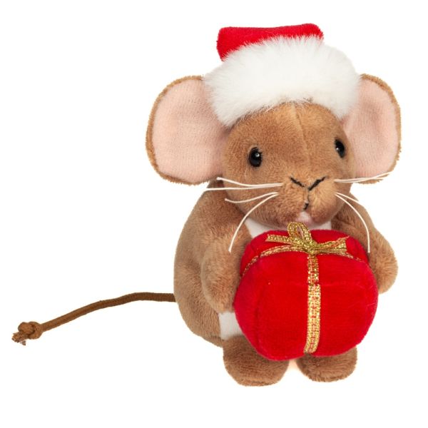 Weihnachtsmaus mit Geschenk 11 cm von Teddy Hermann